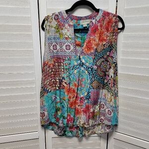 Charlie Paige Multicolor Floral Patchwork Blouse